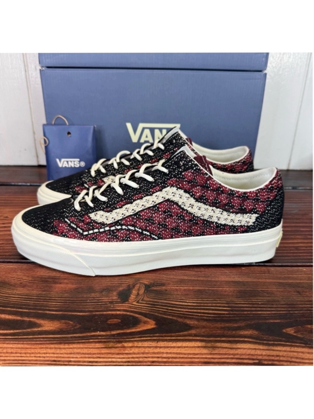 NIB Vans LX Old Skool 36 EK Geo Check Bordeaux Sneakers - New in Box!